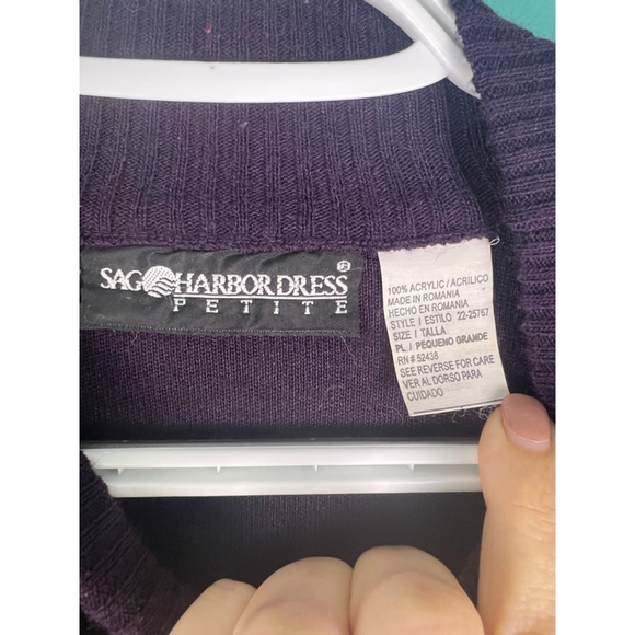 Vintage Sag Harbor Petite Sweater Dress in Plum Purple - Picture 2 of 4